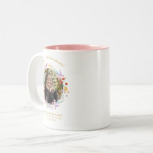 ワイルドフラワー卒業写真応援から卒業生 ツートーンマグカップ (正面左)