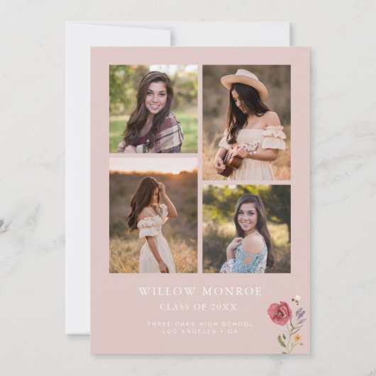 ワイルドフラワー卒業発表ガール5枚 案内状 (裏面)