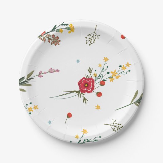 ワイルドフラワー卒業紙プレート ペーパープレート (正面)