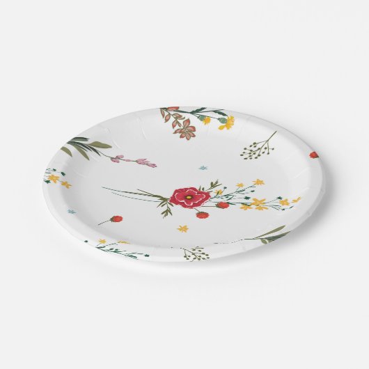 ワイルドフラワー卒業紙プレート ペーパープレート (アングル)