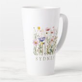 ワイルドフラワー名前をカスタムする カフェラテマグ (右アングル)