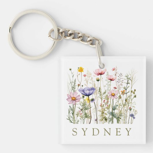 ワイルドフラワー名前をカスタムする キーホルダー (正面)