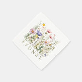 ワイルドフラワー名前をカスタムする スタンダードカクテルナプキン (角)