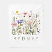 ワイルドフラワー名前をカスタムする フリースブランケット (正面)