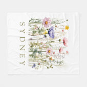 ワイルドフラワー名前をカスタムする フリースブランケット (正面(横))