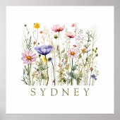 ワイルドフラワー名前をカスタムする ポスター (正面)