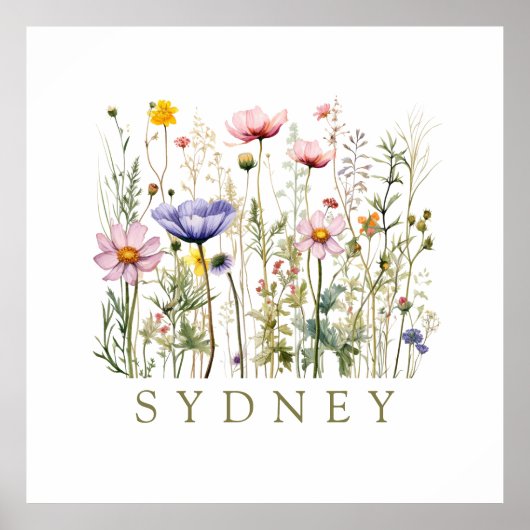 ワイルドフラワー名前をカスタムする ポスター (正面)