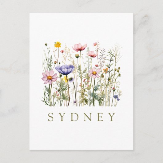 ワイルドフラワー名前をカスタムする ポストカード (正面)