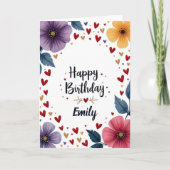 ワイルドフラワー咲き繊細なフローラ誕生日カード カード (正面)