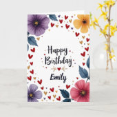 ワイルドフラワー咲き繊細なフローラ誕生日カード カード (黄色い花)