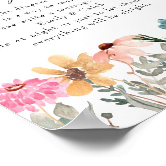 ワイルドフラワー夜遅くのおむつ赤ちゃんシャワー ポスター (角)