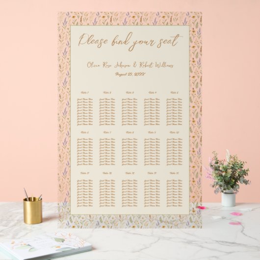 ワイルドフラワー大結婚形アクリル座席表 アクリルサイン (ウェディング)