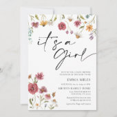 ワイルドフラワー女の子ベビーシャワー招待状 招待状 (正面)