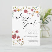 ワイルドフラワー女の子ベビーシャワー招待状 招待状 (スタンド正面)