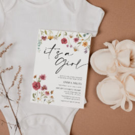 ワイルドフラワー女の子ベビーシャワー招待状 招待状