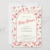 ワイルドフラワー女の子ベビーシャワー 招待状 (正面)