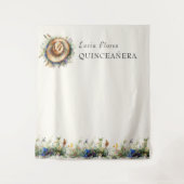 ワイルドフラワー女性のカーボーイウェスタンキンセアニェラ背景 タペストリー (正面)