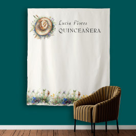 ワイルドフラワー女性のカーボーイウェスタンキンセアニェラ背景 タペストリー