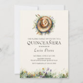 ワイルドフラワー女性のカーボーイハットエレガンス素朴キンセアニェラ 招待状 (正面)