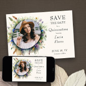 ワイルドフラワー女性のカーボーイ素朴フローラキンセアニェラ写真 セーブザデート