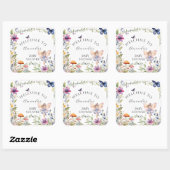 ワイルドフラワー妖精ガーデンバタフライベビーガールシャワー スクエアシール (シート)