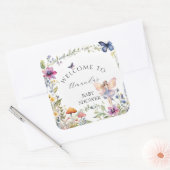 ワイルドフラワー妖精ガーデンバタフライベビーガールシャワー スクエアシール (封筒)