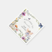 ワイルドフラワー妖精ガーデンバタフライベビーガールシャワー スタンダードカクテルナプキン (角)