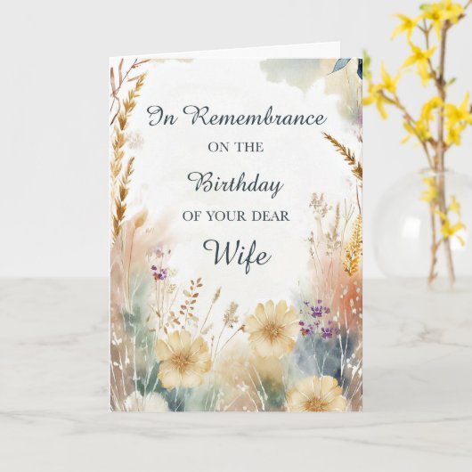 ワイルドフラワー妻の誕生日を思い出して カード (黄色い花)