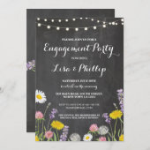 ワイルドフラワー婚約パーティチョークシャワー招待状 招待状 (正面/裏面)