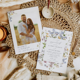 ワイルドフラワー婚約パーティ招待状と写真 招待状