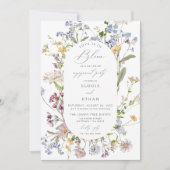 ワイルドフラワー婚約パーティ招待状ラブイン開花 招待状 (正面)