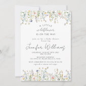 ワイルドフラワー小さな花の女の子の赤ちゃんシャワーの招待 招待状 (正面)