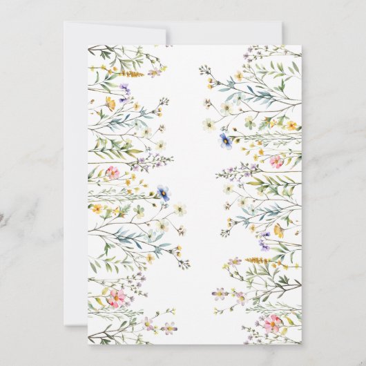 ワイルドフラワー小さな花の女の子の赤ちゃんシャワーの招待 招待状 (裏面)