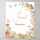 ワイルドフラワー小さな蝶の赤ちゃんシャワーフード ポスター (正面)