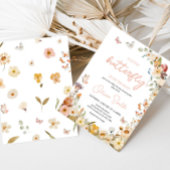 ワイルドフラワー小さな蝶の赤ちゃんシャワー 招待状