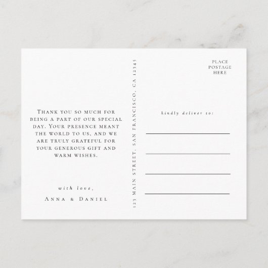 ワイルドフラワー庭園の結婚式ありがとうはがき インビテーションポストカード (裏面)