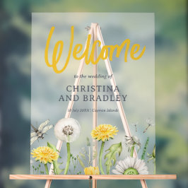 ワイルドフラワー庭園の結婚式ウェルカムフロステッド アクリルサイン