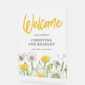 ワイルドフラワー庭園の結婚式ウェルカムフロステッド アクリルサイン (傾斜)