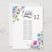 ワイルドフラワー庭園の結婚式テーブル座席表カード 招待状 (正面)