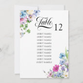 ワイルドフラワー庭園の結婚式テーブル座席表カード 招待状 (裏面)