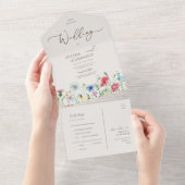 ワイルドフラワー庭園の結婚式ベージュシールアンドセンド オールインワン招待状 (貼ってはがせる)