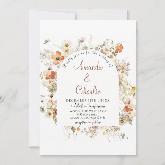 ワイルドフラワー庭園の結婚式招待状 招待状 (正面)