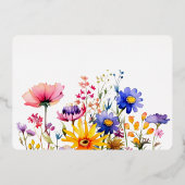 ワイルドフラワー庭園の結婚式日付の保存 箔招待状 (裏面)