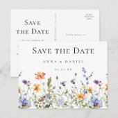 ワイルドフラワー庭園の結婚式日付ポストカードの保存 インビテーションポストカード (正面/裏面)