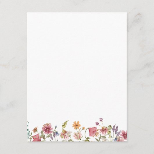 ワイルドフラワー庭園の結婚式詳細 エンクロージャーカード (裏面)