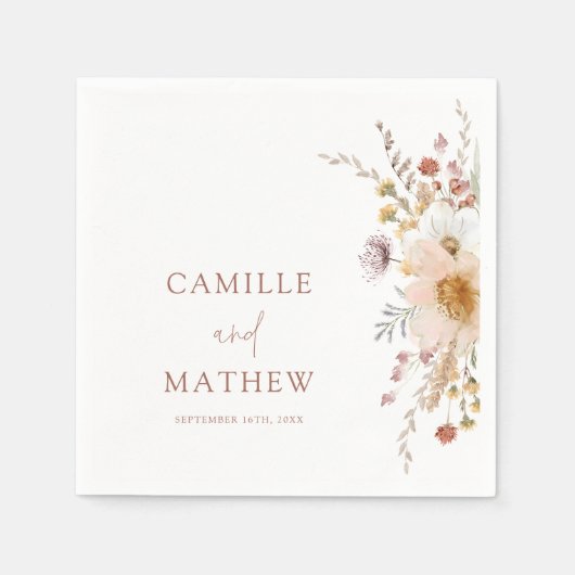 ワイルドフラワー庭園の結婚式 スタンダードカクテルナプキン (正面)