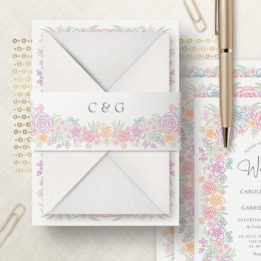 ワイルドフラワー庭園の結婚式 招待状ベリーバンド