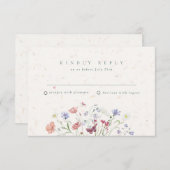 ワイルドフラワー庭園の結婚式RSVP 出欠カード (正面/裏面)