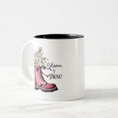 ワイルドフラワー引用文開花と成長 ツートーンマグカップ (正面左)