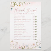 ワイルドフラワー彼は彼女はブライダルシャワーゲームを言った (正面)